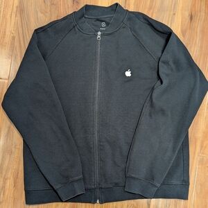 Apple Bomber Full-Zip Jacket Men's Medium in Black Relaxed Fit Made in‎ USA